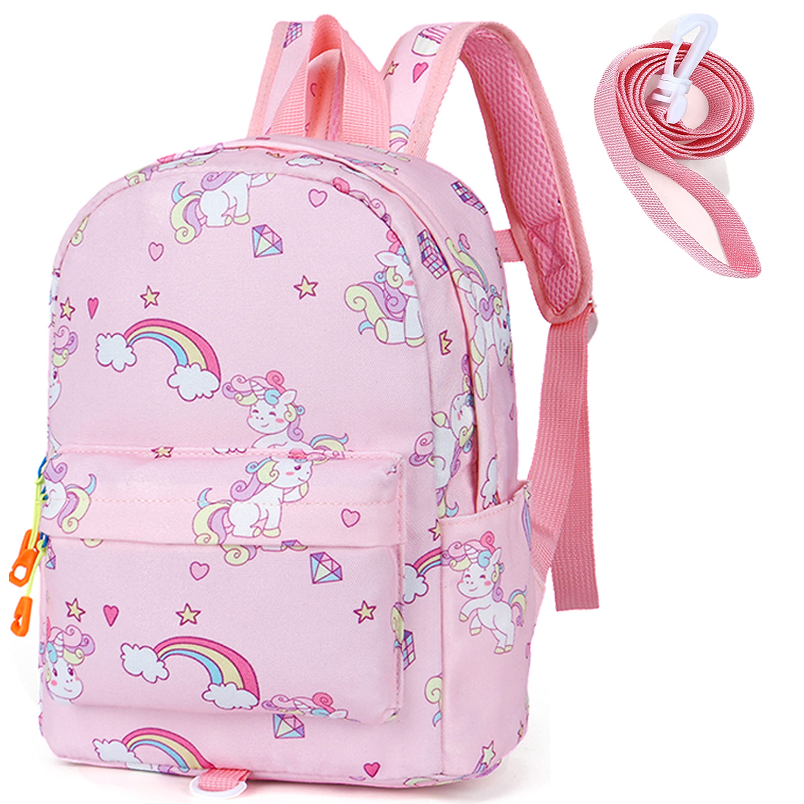 LESNIC Mochila Niña,Mochila para Niños Infantil 3-6 Años para Escolar,Mochilas Infantiles Anti Perdió, Lona Bolsa con Bolsillos Laterales y Correa en Pecho