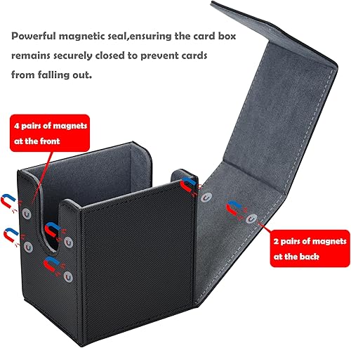 Miniatura 10 de MTG - Caja de almacenamiento de tarjetas coleccionables de tamaño estándar, se adapta a más de 80 tarjetas de doble manga, funda de cuero compatible