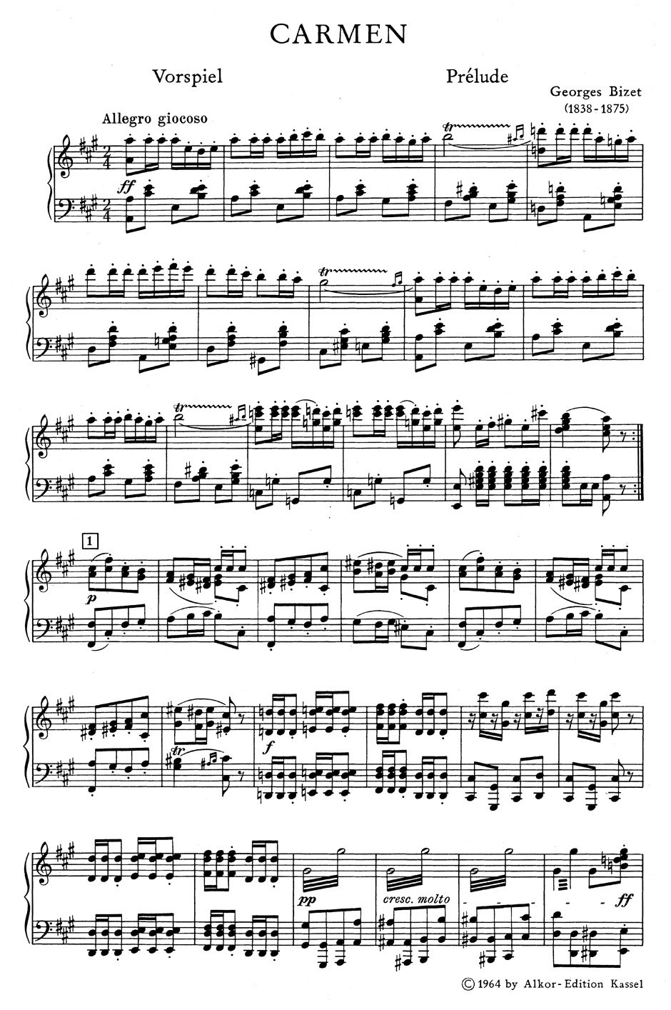 Carmen - Vocal Score - PIANO REDUCTION