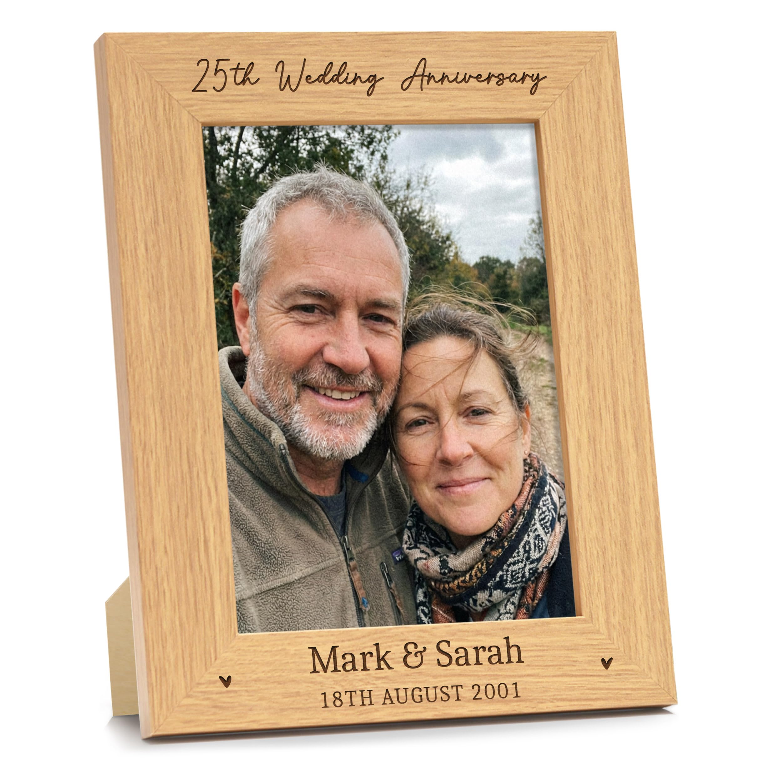 Beecreative 25th Anniversary Wedding Gifts, Personalised Photo Frame
