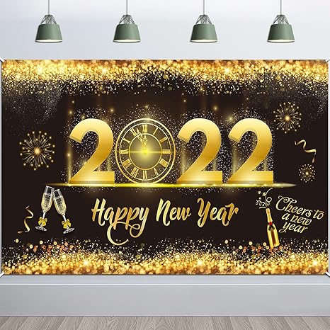 Howaf Silvester Deko 2022 Dekoration Schwarz Gold Silvester Party Deko Extra 2022 Neujahrs Banner Gross Stoff Schild Poster Frohes Neues Jahr Hintergrund Banner Neujahrsdeko Party Lieferunge Amazon De Spielzeug