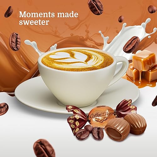 Miniatura 6 de Roshen Caramelo de caramelo tipo café, relleno de leche de café, paquete a granel de 2.2 libras, caramelo suave con extracto de café natural,