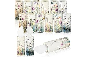 Layhit Round Tissue Box for Car, Vintage Floral Flamingo Tissue Holder for Car Cup Holder