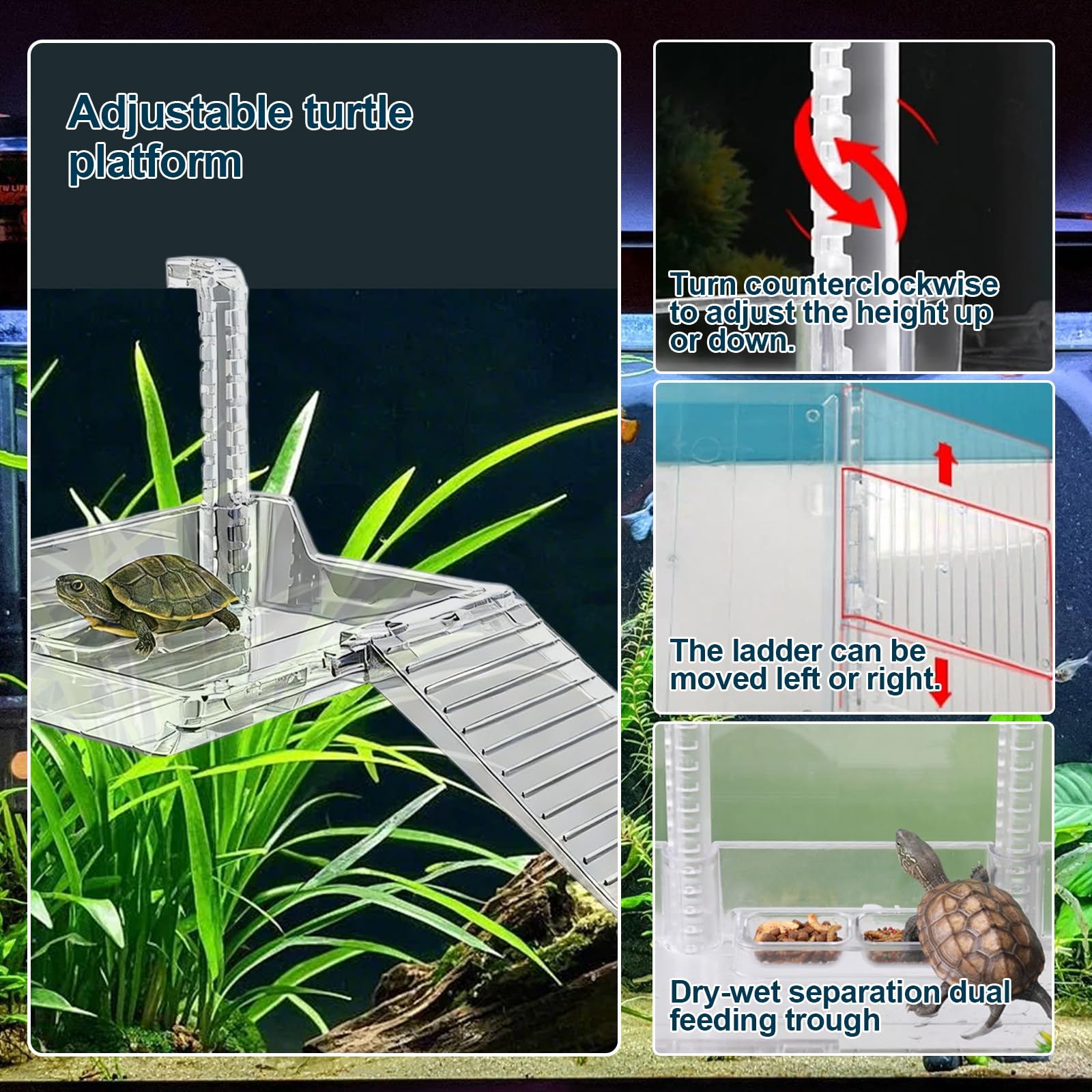 Plateforme Suspendue pour Tortues - Plateforme Tortue d'eau - Accessoires pour Aquarium, Adapté Aux Petites Tortues, Petits Reptiles, Animaux Aquatiques, RéGlable (Taille : M)