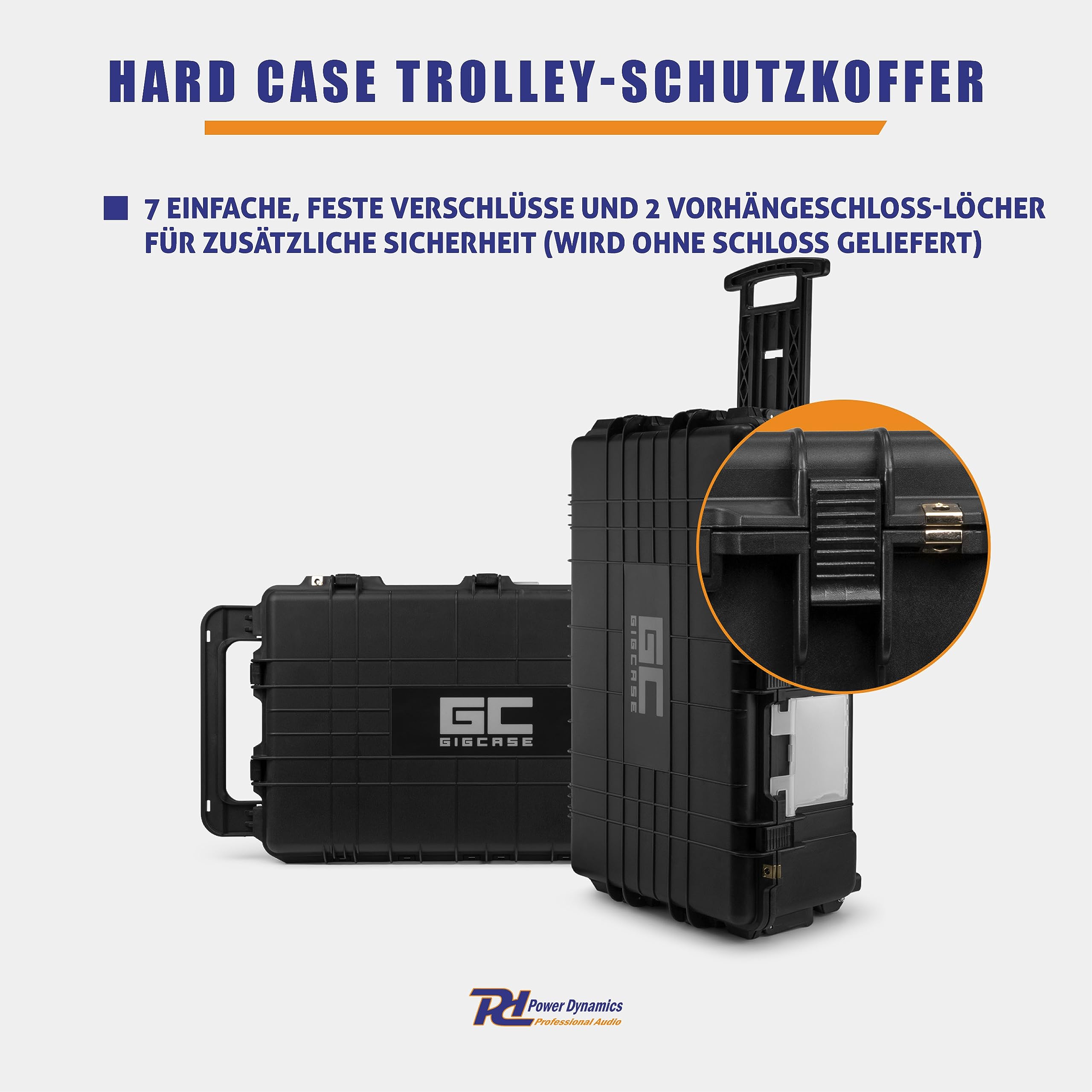 Power Dynamics GIGCase42T, Universal Outdoor Hartschalenkoffer, Trolley, Wasserdicht, Kamera Koffer mit Schaumstoffeinlage, Foto Koffer, Pistolenkoffer, Transportkoffer mit Schaumstoff und Rollen