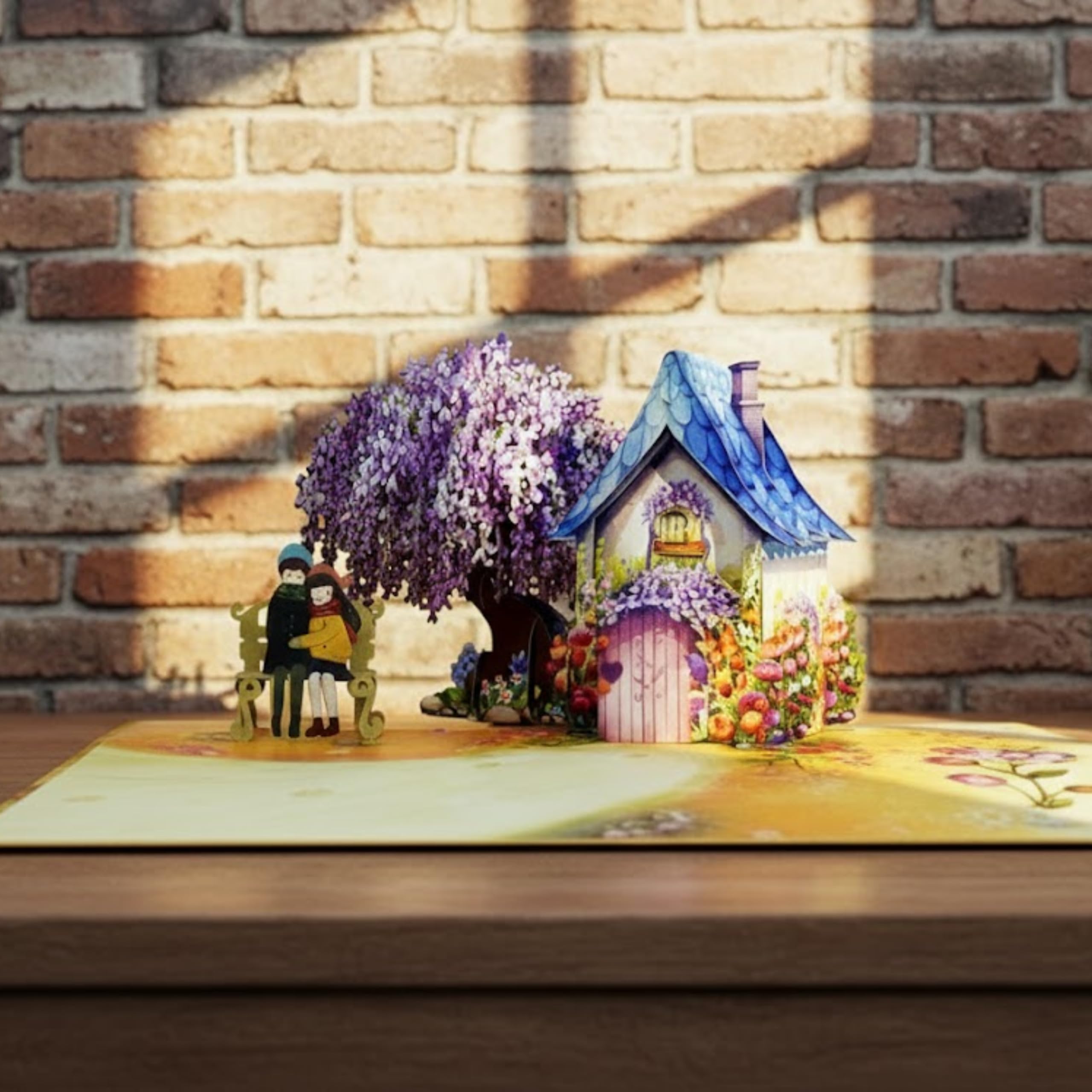 CUTE POPUP - Tarjeta emergente 3D para pareja romántica con diseño de glicina floreciente, para cumpleaños, San Valentín, boda, aniversario, regalo hecho a mano para novia, esposa o pareja