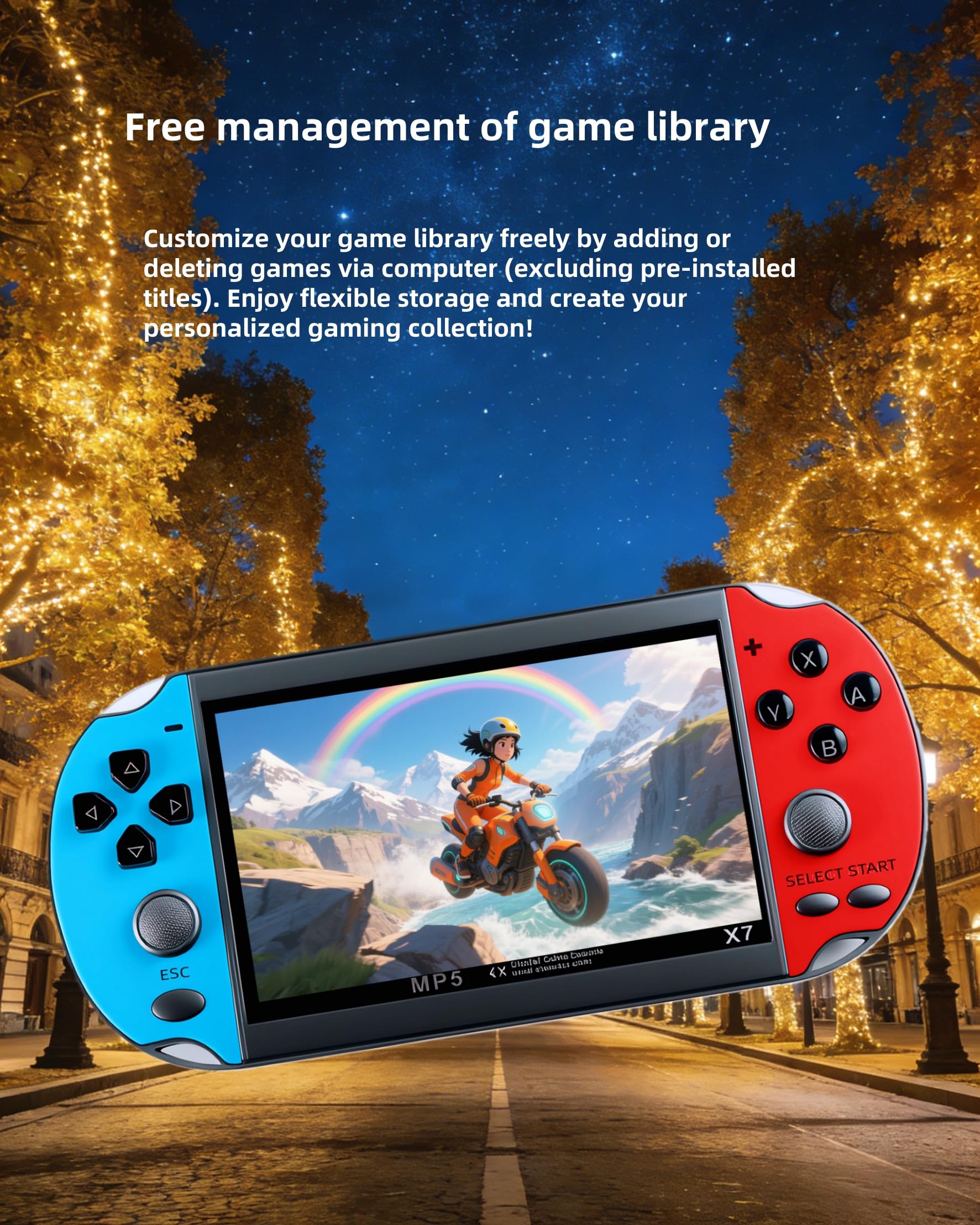 Console de Jeux vidéo Portable YHFITN avec écran IPS de 4,3 Pouces - Jeux intégrés, Sortie TV Compatible, Batterie Rechargeable. du Plaisir Classique pour Tous Les âges.