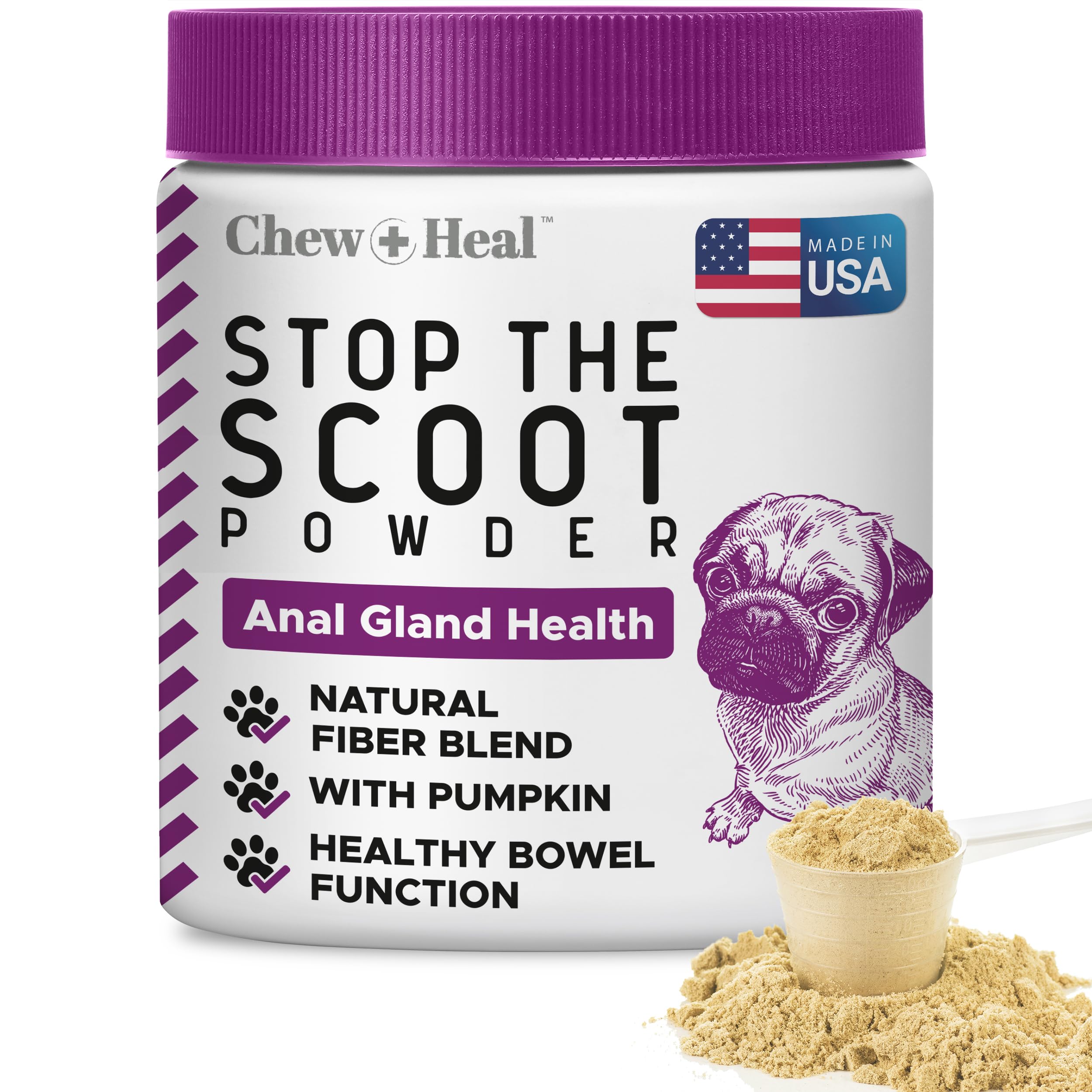 Glands Bowel Support - 5.4 oz of Stop the Scoot Powder for Scooting, Healthy Anal Glands, and Digestive Health - Made with Pumpkin Powder for Dogs