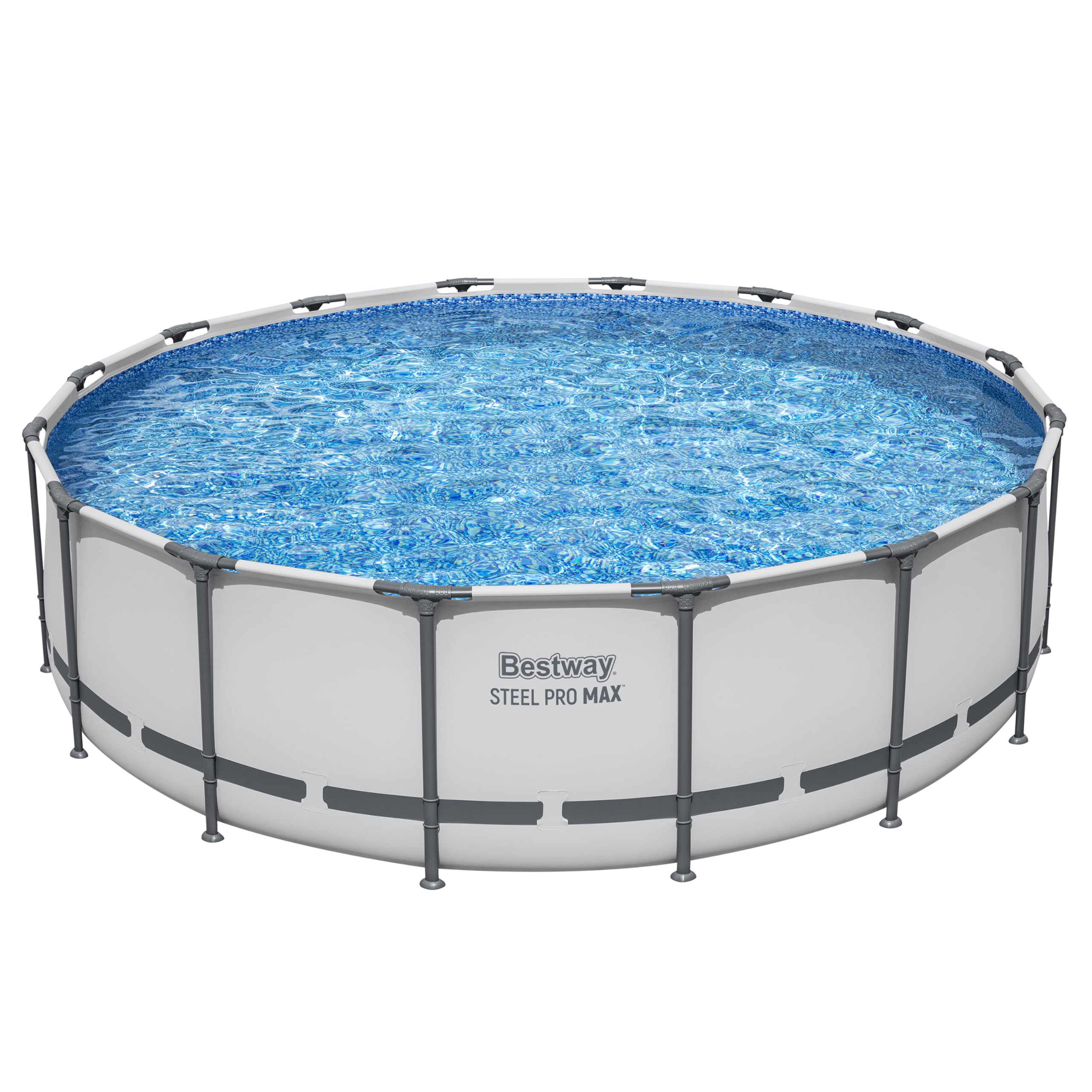 Bestway Steel Pro MAX Frame Pool Komplett-Set mit Filterpumpe Ø 488 x 122 cm , lichtgrau, rund