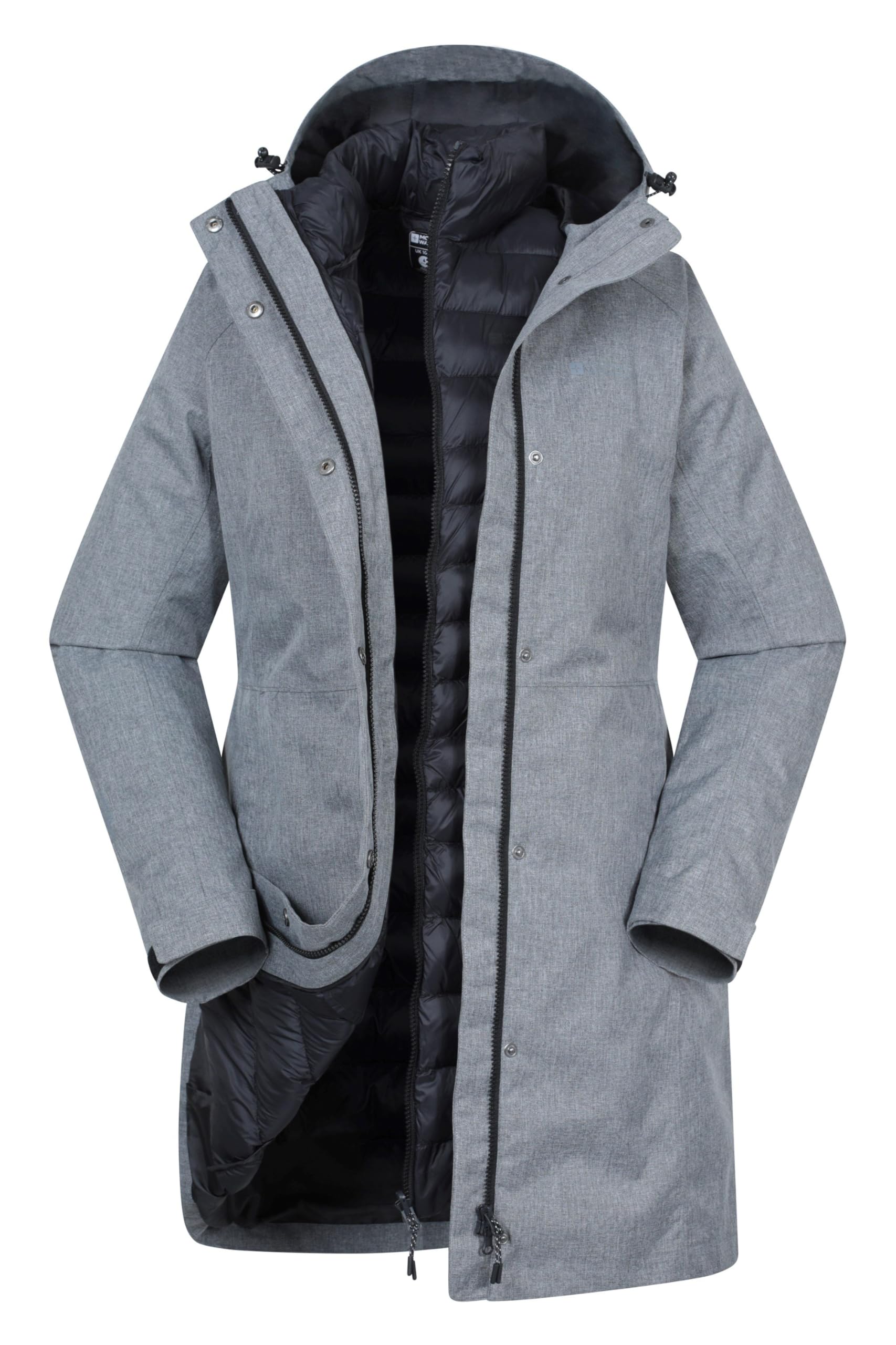 Mountain Warehouse Alaskan Lange Damen 3-in-1 Jacke | Wasserdicht mit verstellbarer Kapuze, Herausnehmbare Innenjacke & verschweißte Nähte, Ideal für Regen & Winter