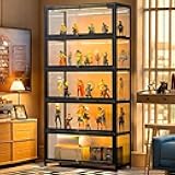 Display Cabinet with Acrylic Glass Doors, 5-Tier Curio Cabinet, Collectibles Toy Organizers Rack & Display Shelf, High Display Case for Home, Office, Playroom, Living Room
