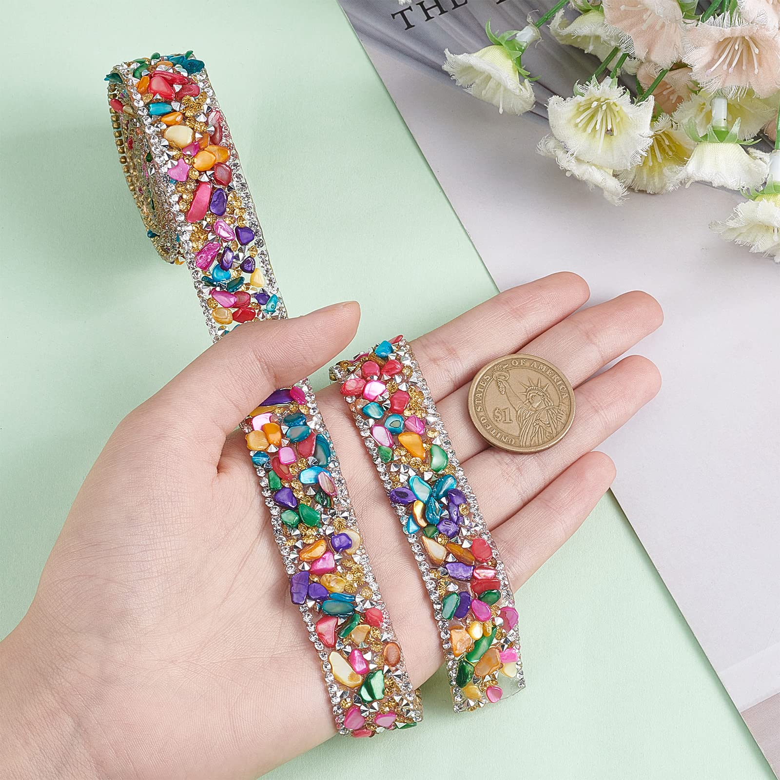 PandaHall Cinta De Diamantes De Imitación De Cristal, Brillante Cinta Autoadhesiva De Diamantes De Imitación Para Bricolaje Boda Vestido Zapatos Decoración Del Teléfono