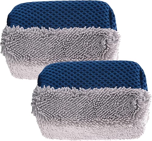 VIKING Esponjas aplicadoras de brillo de neumáticos, malla multiusos y almohadilla aplicadora de microfibra para detalles de automóviles, azul y
