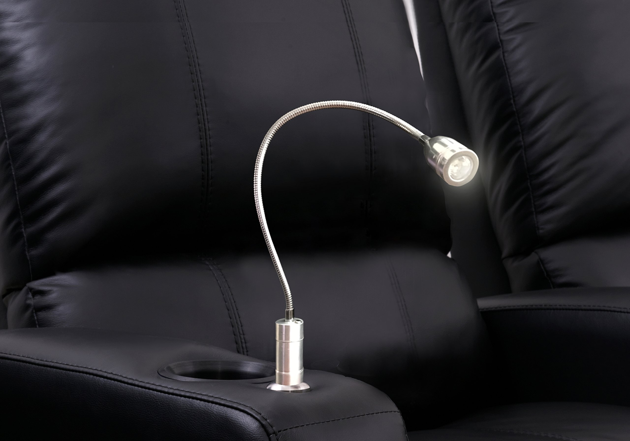 Octane SeatingLED Gooseneck Flex Light Battery Powered - Accessory Dock - Brushed Chrome Finish