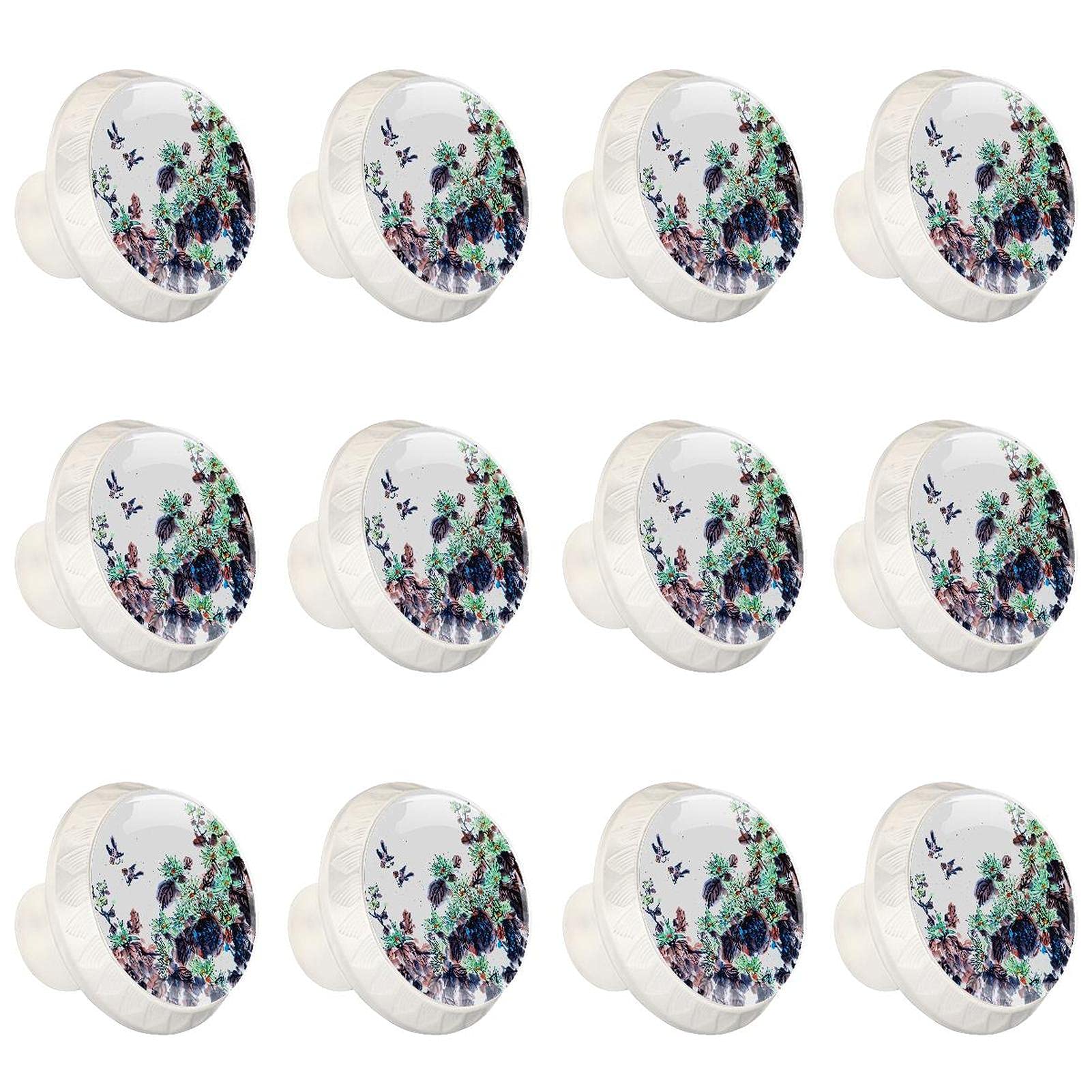 Poignée de placard chic fleur blanche et bouton de tiroir rond de qualité x12