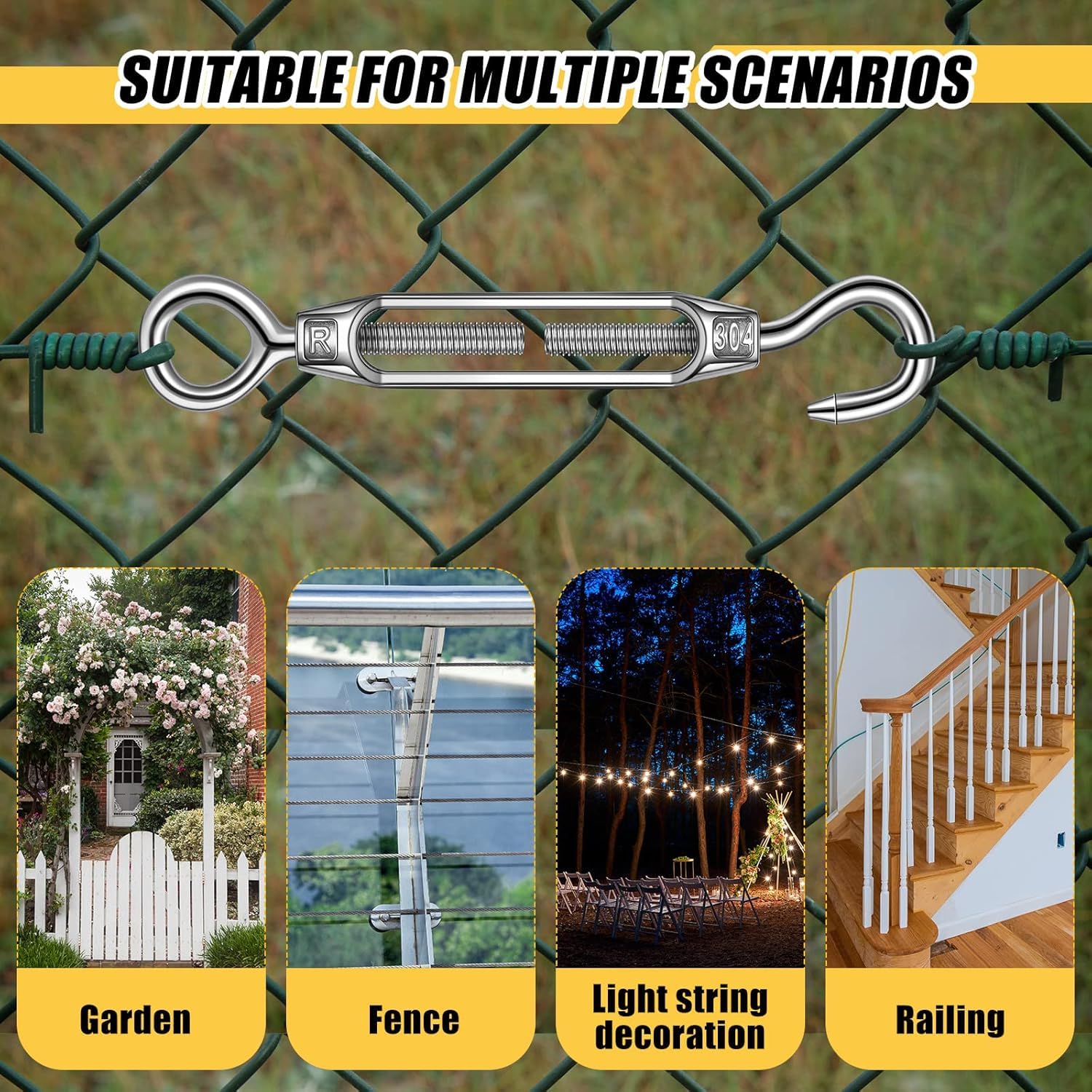 1 Pz M4 M5 M6 M8 M10 Acciaio Inossidabile 304 Regola I Ganci For Sartiame A Catena & Tenditore A Occhiello Dispositivo Di Tensione Della Fune - Foto 9