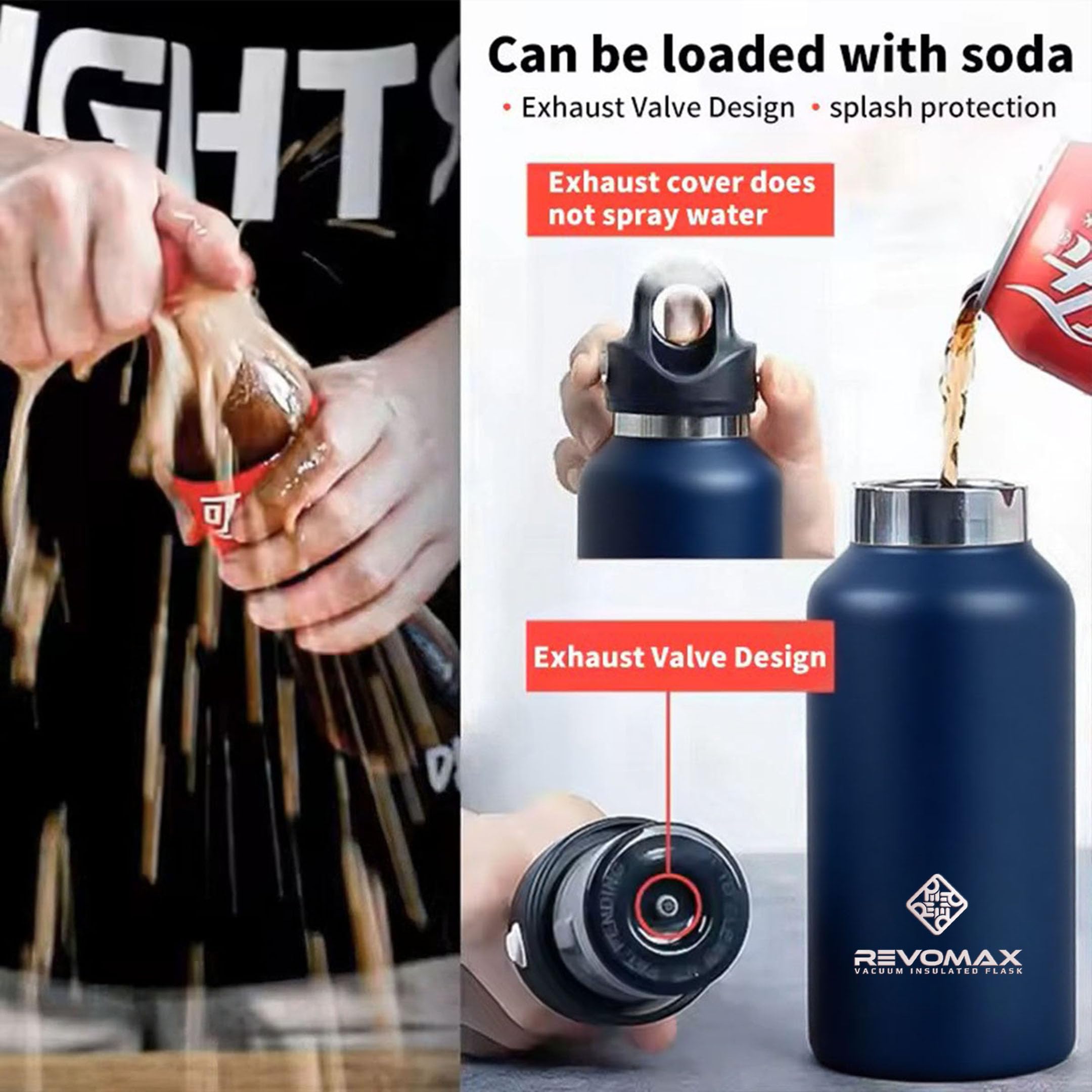 Revomax Garrafa Térmica Desportiva de Vácuo em Aço Inoxidável