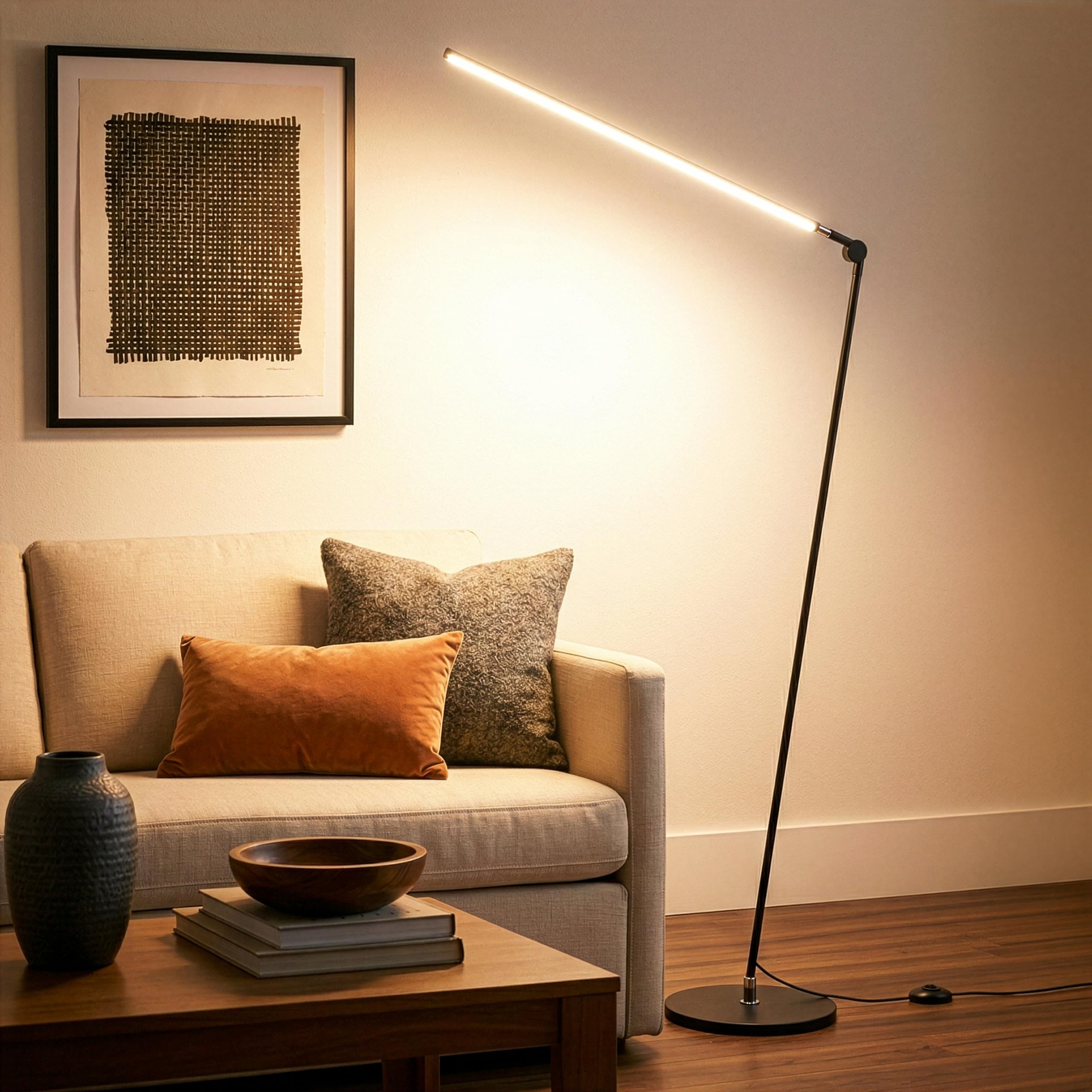Brightech Libra LED Floor Lamp - Contemporary Minimalist Standing