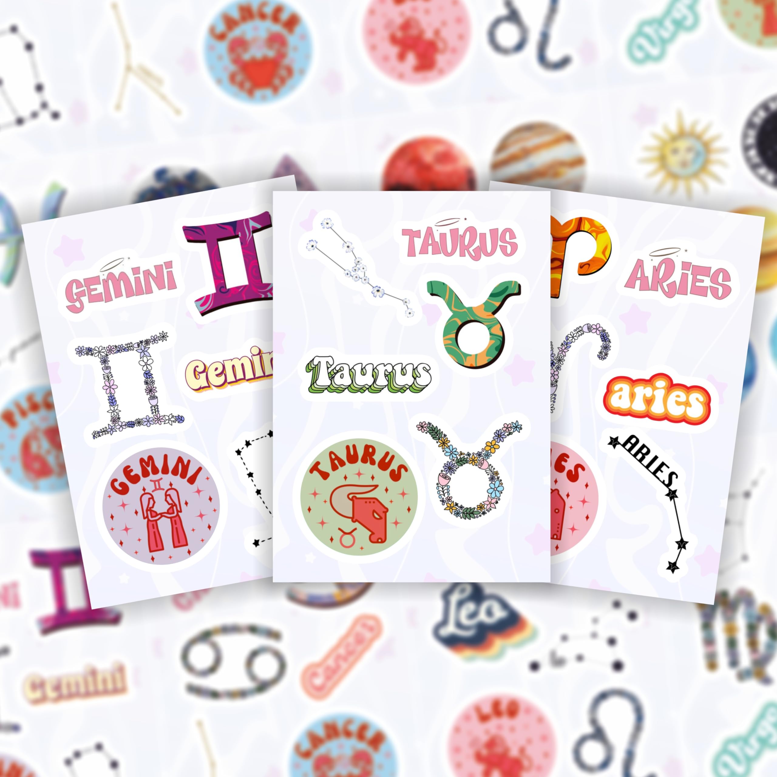 BulbaCraft 100 szt. naklejek ze znakiem zodiaku, naklejki astrologiczne na butelkę wody i laptopa, upominki i dekoracje na imprezę zodiaku, wodoodporne naklejki winylowe, prezenty dla kobiet i