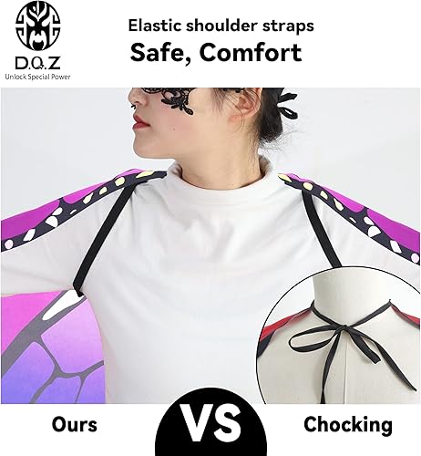 Miniatura 6 de D.Q.Z 6 piezas de alas de mariposa de hadas para niñas, disfraces de Halloween con diadema de antena, máscara de fiesta