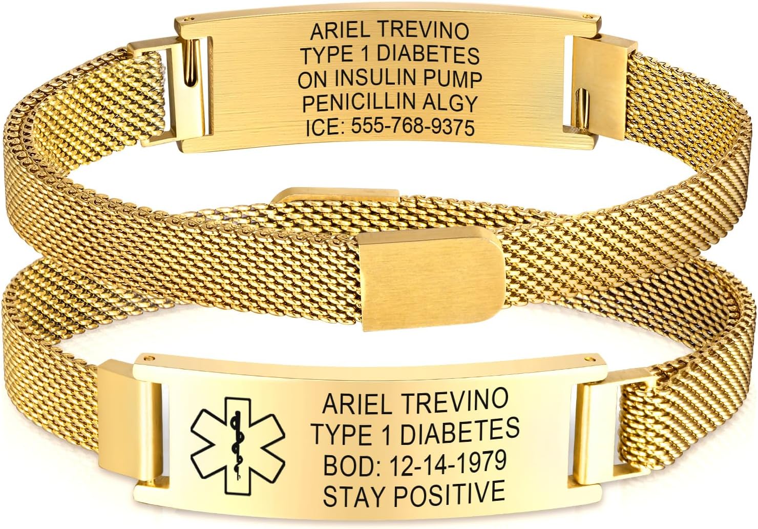 MEALGUETCustom Medical Bracelets for Women Men : Personalized Medical ID Emergency Bracelet Free Engraved Adjustable Stylish Stainless Steel Wristband Life Alert Gifts for Diabetics Asthma Blood Thinner