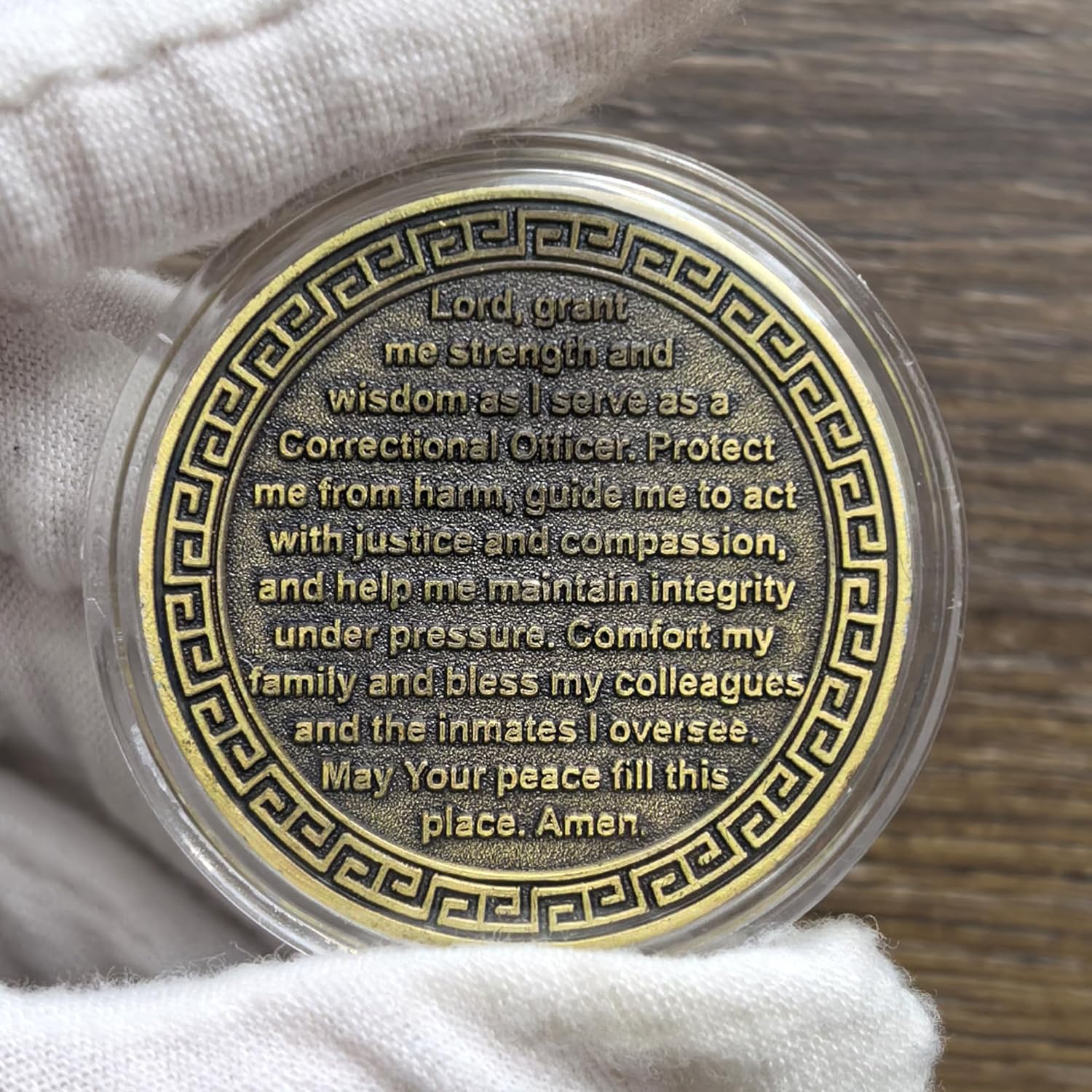 Correctional Officer Prayer Challenge Coin - Integrity, Safety, Respect, Justice Inspirational Coin with Protective Case (Pack of 10)