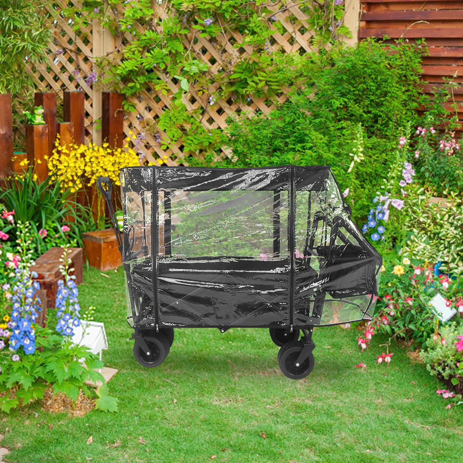 Regenschutz aus PVC für Gartenwagen und Campingwagen Verschleißfest und UV Beständig Transparente Wagenabdeckung für Outdoor und Camping