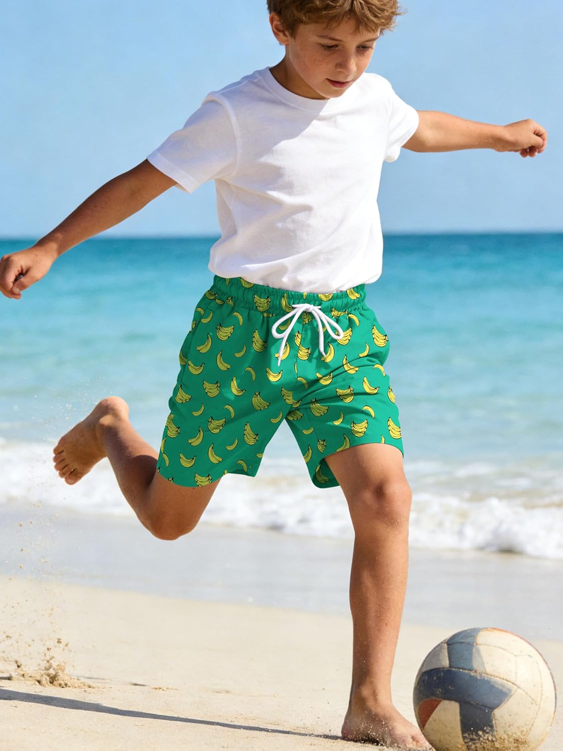 3 Pack Boys Swim Trunks Kid Board Shorts UPF 50+ Swim Shorts with Boxer Liner Quick Dry Beachwear Swimsuit for 7-16Y