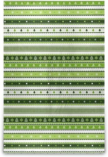 Set of Christmas Ribbon Patterns in Green Comfy Fluffy Blanket for Adults Kids, Ultra-Soft Holiday Blanket for Travel Picnic 60x90 Inches
