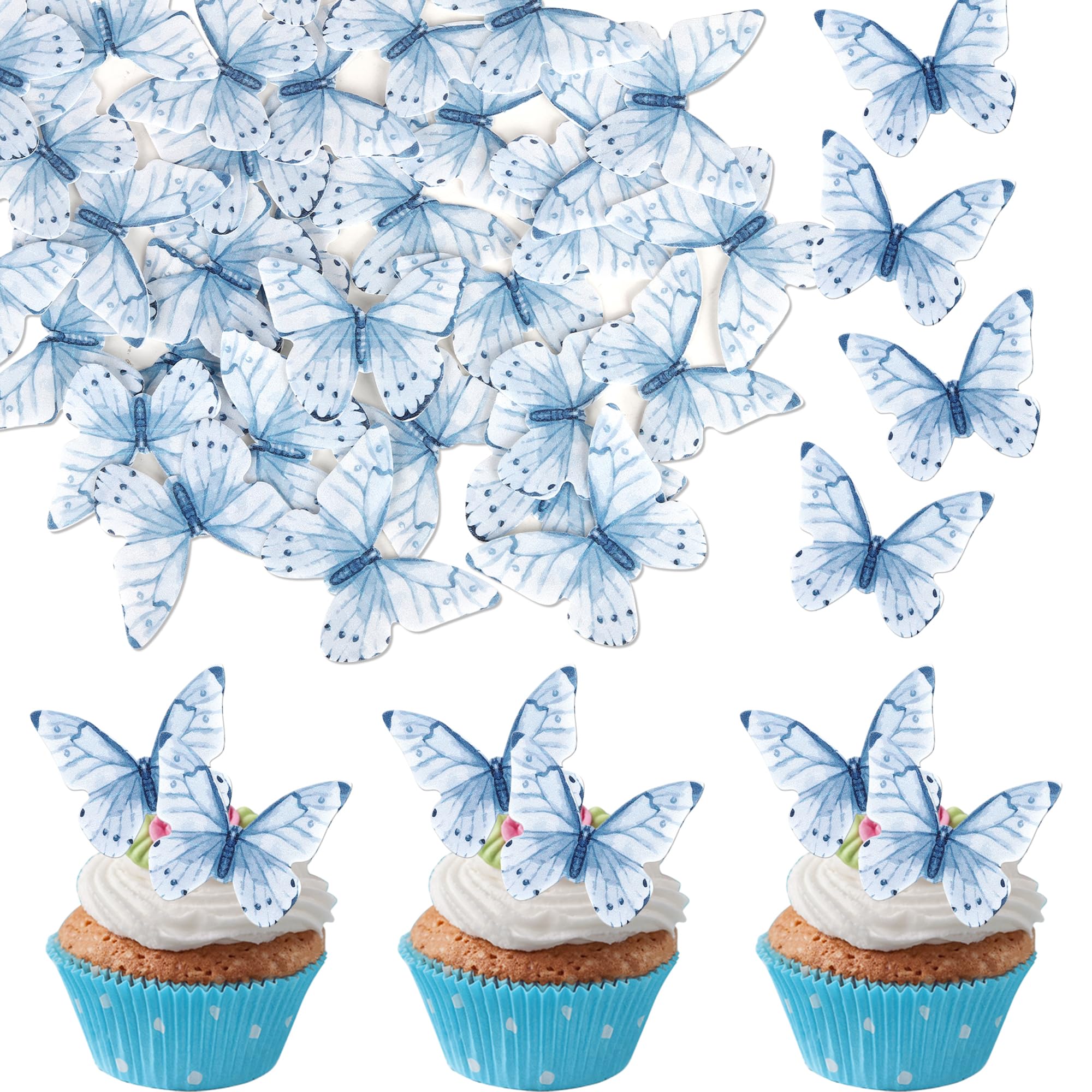 48 PCS Edible Butterfly Cupcake Toppers Wafer Paper Butterfly for Cake Decorating Edible Butterfly Cake Topper for Butterfly Theme Baby Shower Wedding Birthday Party Decorations Supplies Light Purple