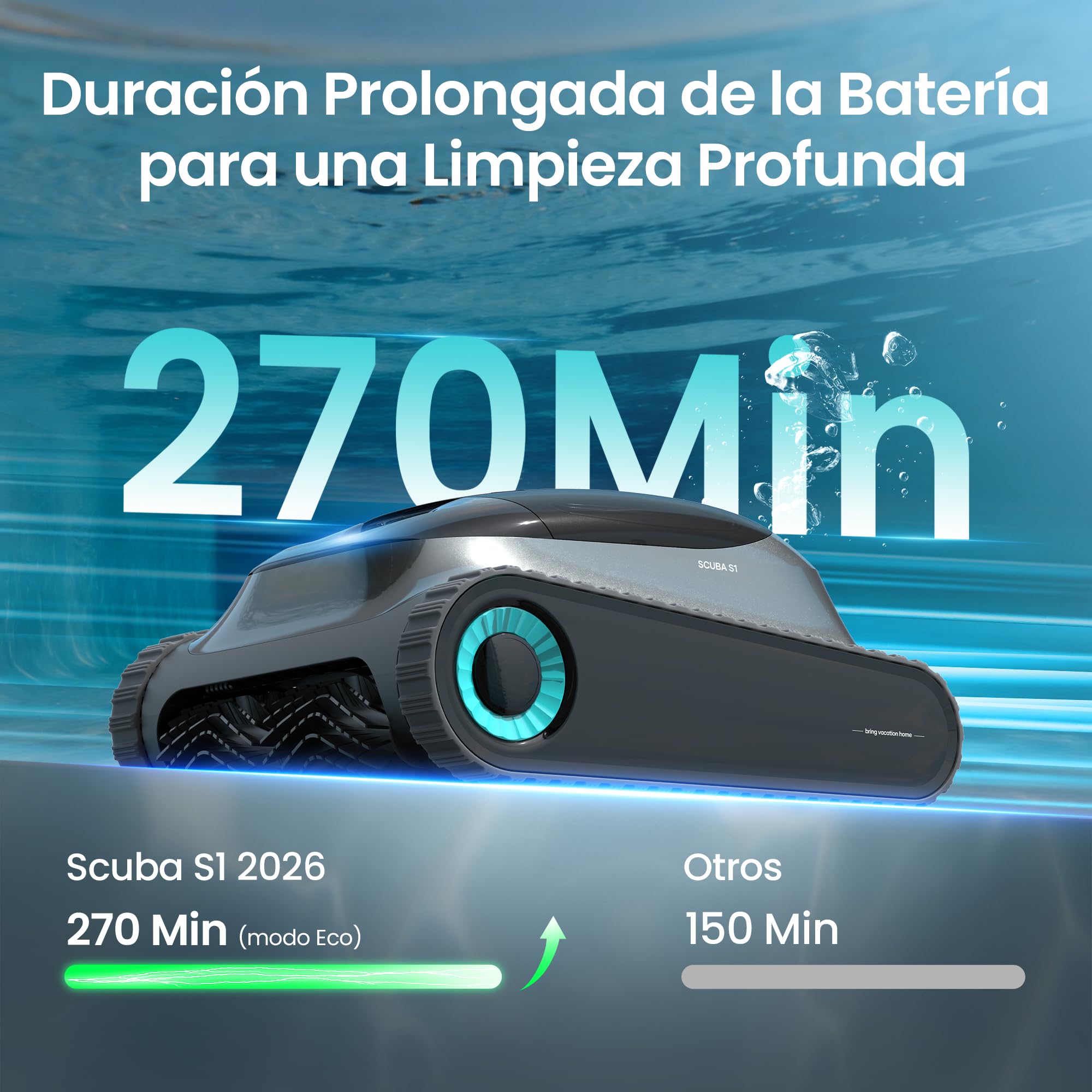 (2026 Upgrade) Aiper Scuba S1 Robot Piscina, Plan de Limpieza Semanal Personalizado, 270 Min de Autonomía,Limpieza de Fondo/Paredes/Línea de Agua,Navegación Inteligente con 11 Sensores,Control por App