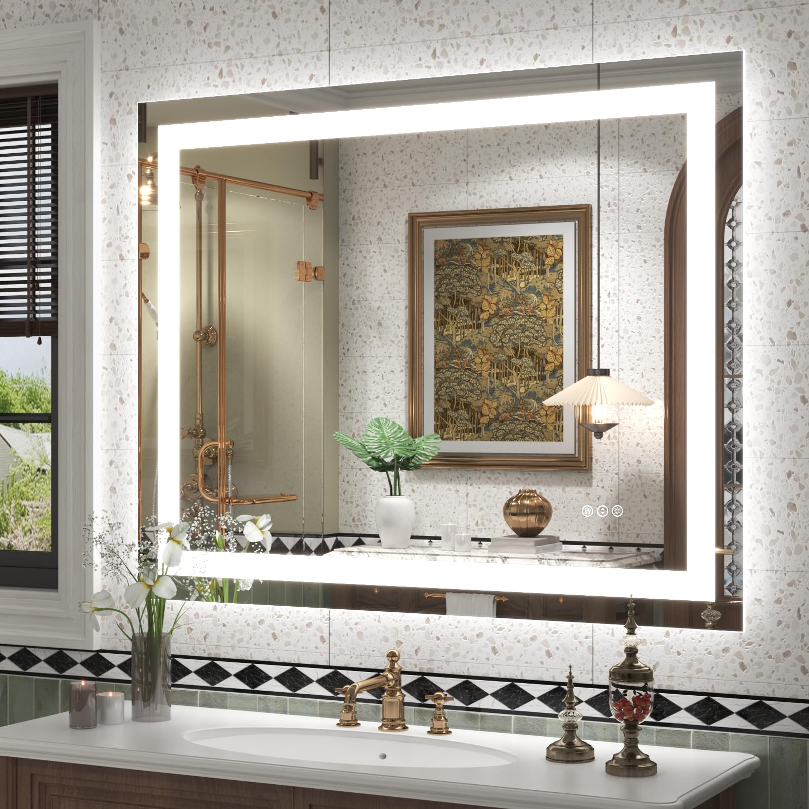 40x32 LED Lighted Bathroom Mirror for Vanity Wall
