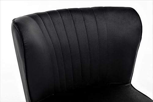 Miniatura 4 de Silla moderna de terciopelo para sala de estar, dormitorio o entrada, diseño elegante y cómodo sin brazos con patas de metal, color negro