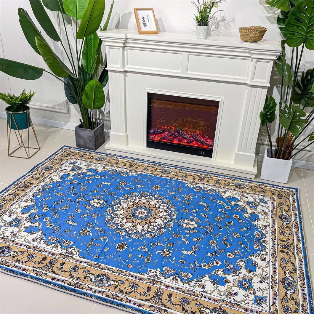 Tapis anti-acariens pour chambre d'enfant hypoallergénique bleu