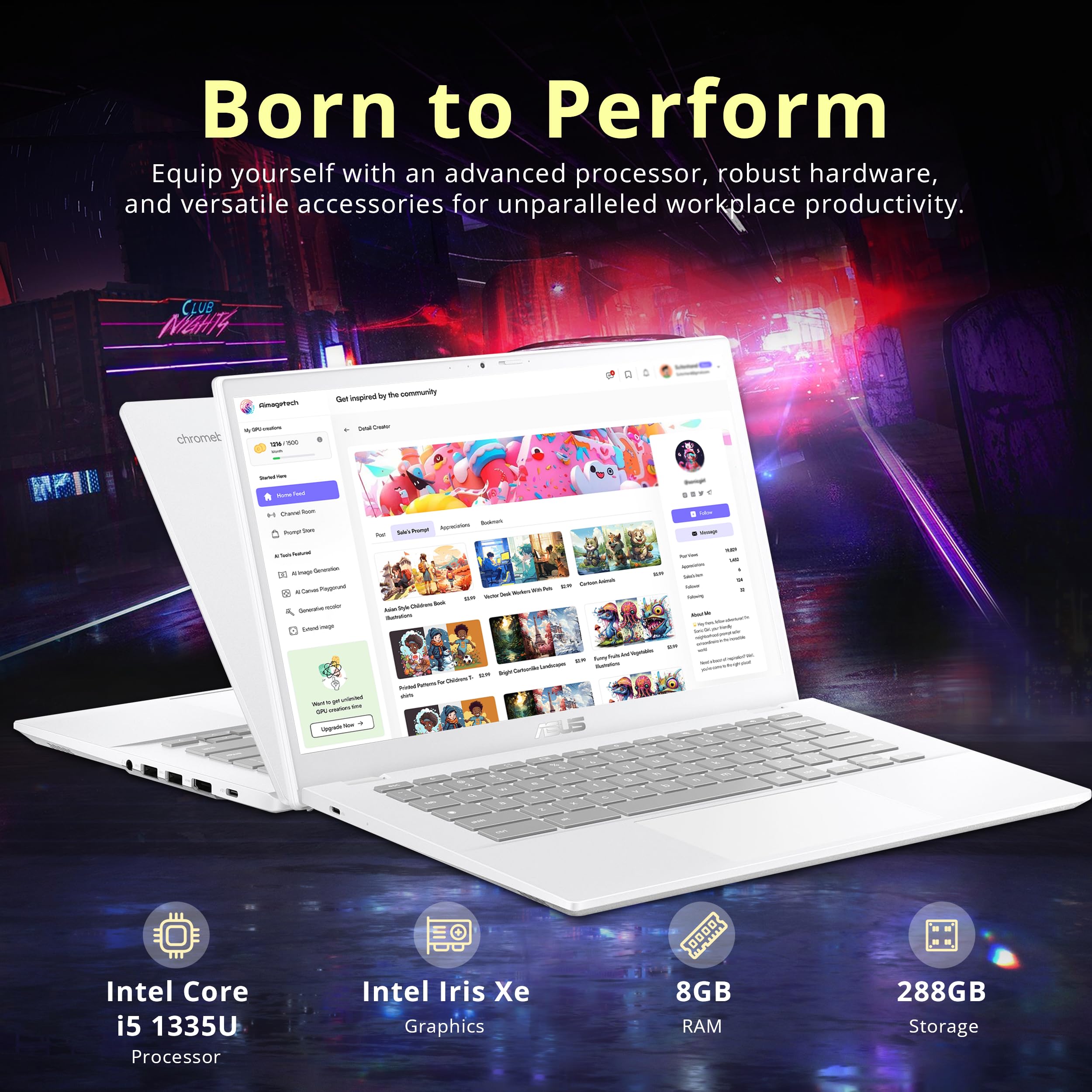 ASUS Chromebook Plus 14インチ ホワイト ASUS Intel Gaming Chromebook Plus CX34, 14
