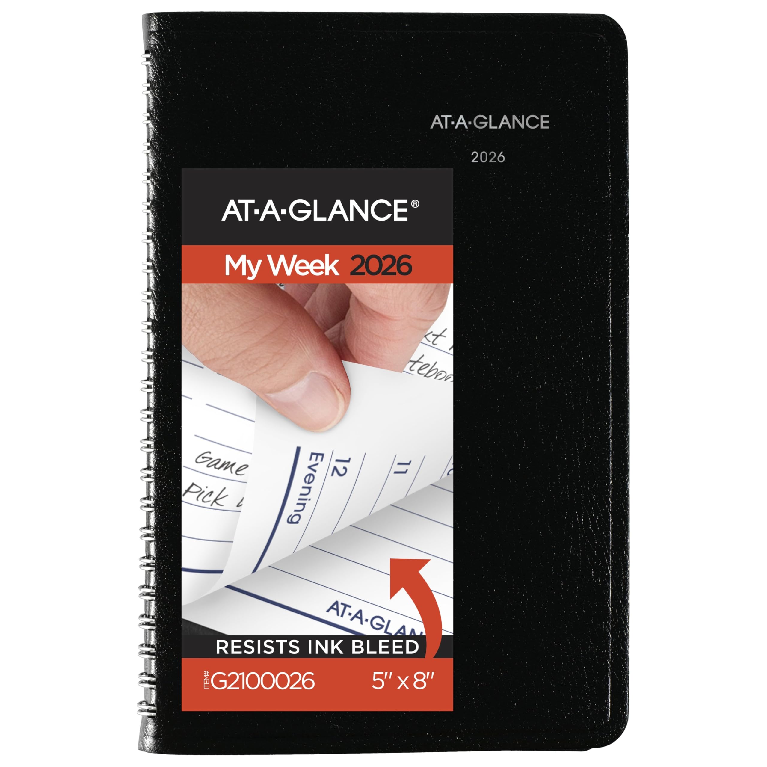 AT-A-GLANCE Terminkalender 2026, Wochenplaner, 12,7 x 20,3 cm, klein, DayMinder, Schwarz (G2100026)