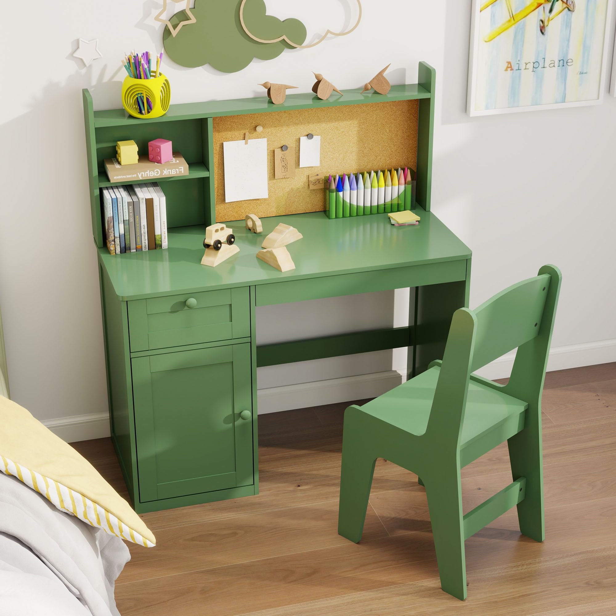 Amazon.com: FTZxHKLX Kids Study Desk with Chair, Children Wooden
