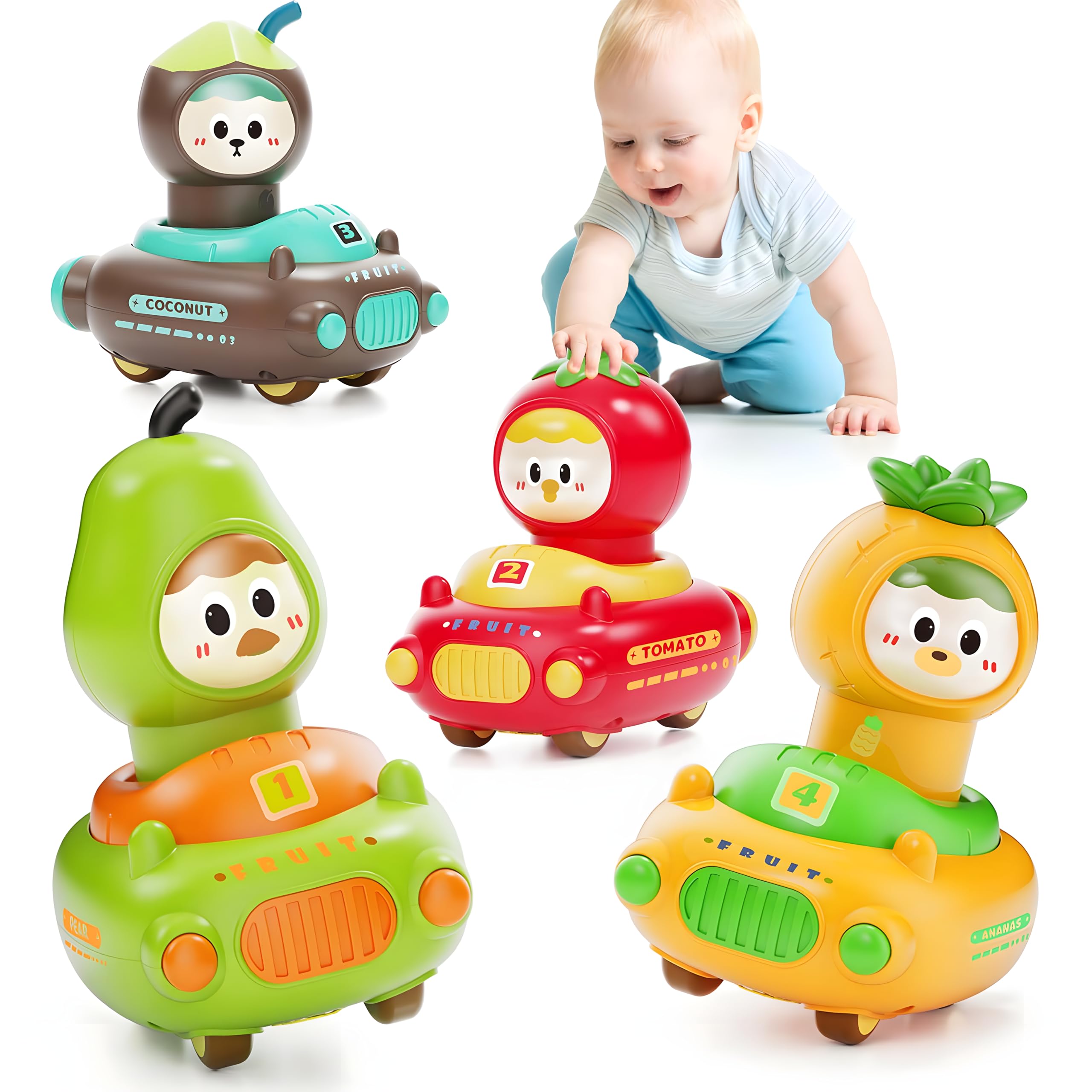 MOONTOY Spielzeugautos für 1 Jahr, 4 Stück Auto Spielzeug ab