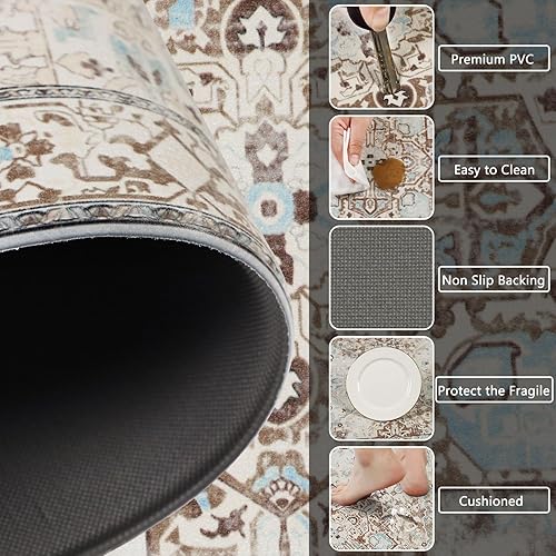 Miniatura 4 de Cekene Juego de 2 alfombras y tapetes acolchados para cocina, antifatiga, tapetes de cocina para piso, tapetes de cocina estilo bohemio de granja,