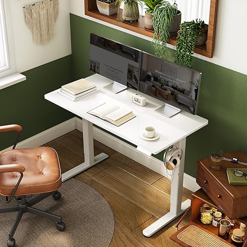 Miniatura 2 de INNOVAR Escritorio de pie de cristal con cajones, escritorio eléctrico de altura ajustable de 40 x 24 pulgadas, escritorio de pie superior de vidrio