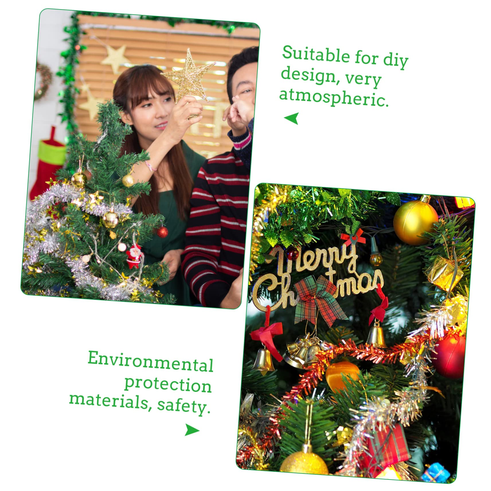 Guirnalda de espumillón de Navidad, 1 Rollo de guirnaldas metálicas de Colores, Guirnalda de oropel, Navidad metálica(Silverx3pcs,Mediumx3pcs)