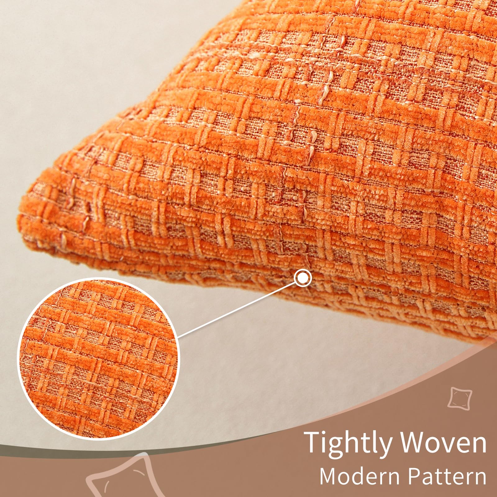 YSTELLAA Juego De 2 Funda Cojin 50x50, Suave Y Duradera Fundas Cojines con Cremallera, Fundas De Cojines para Decoración del Hogar Sofá Dormitorio, Naranja — view 5