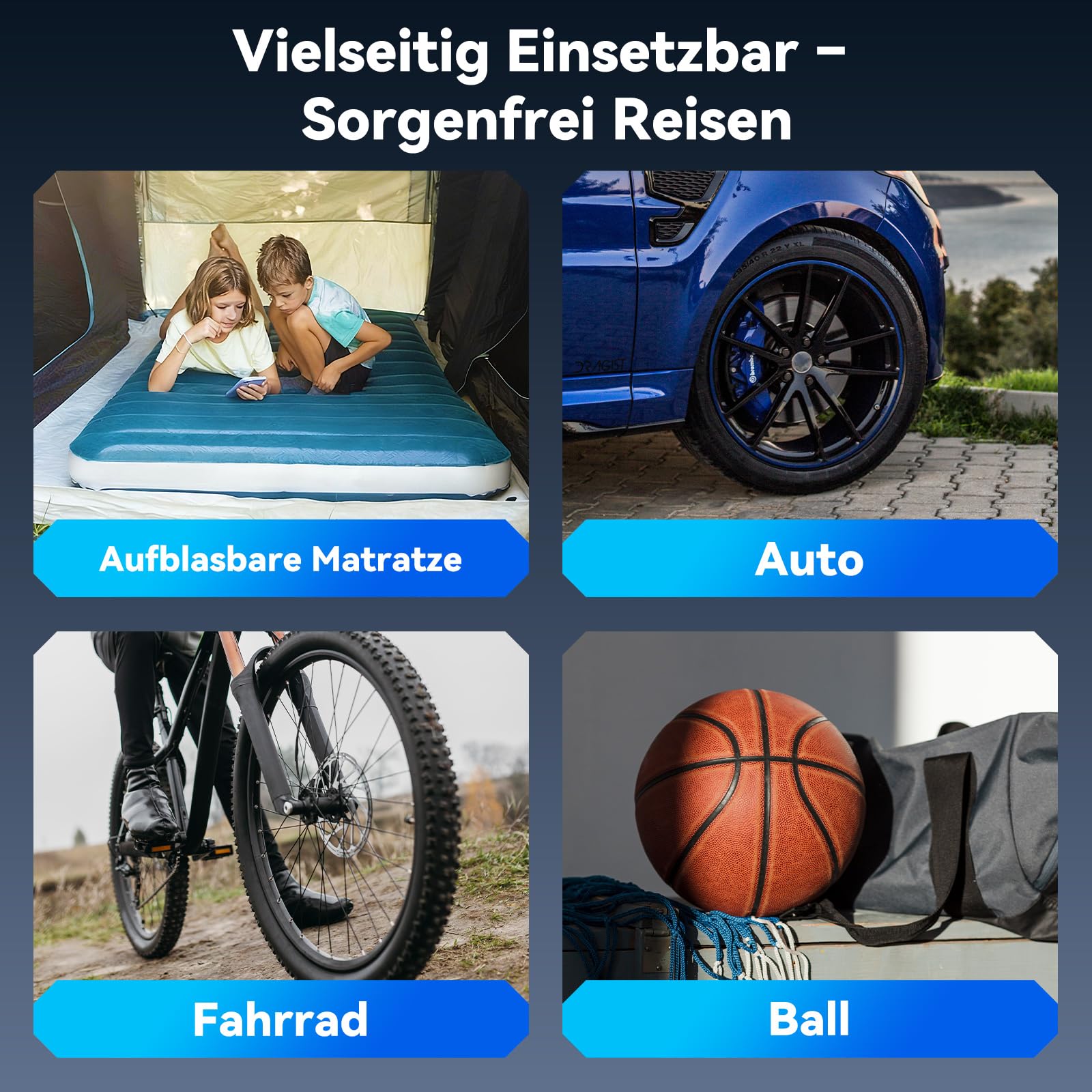 Mini Bomba Eléctrica para Bicicleta, Bomba Eléctrica portátil para Bicicleta, Bomba de Bicicleta con Manómetro Máx 120 PSI, Parada Automática, con Válvula Presta y Schrader