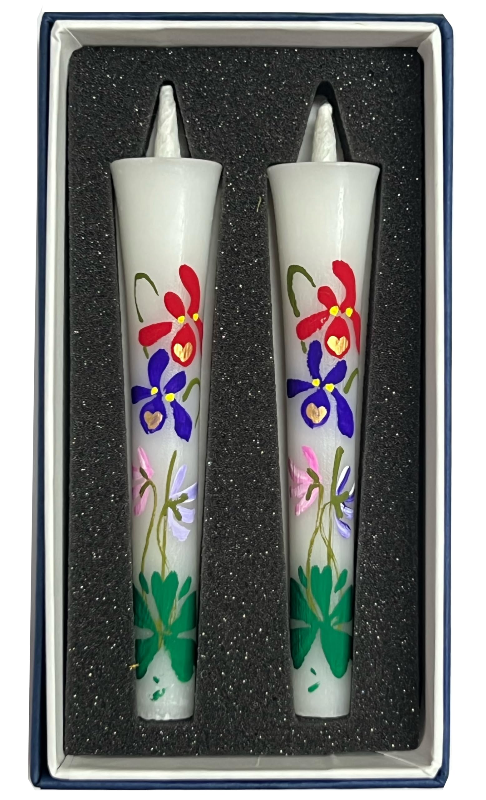 Japanese Hand Painted Candle Violet Flower Set of 2 Awaji Baikundo #3053