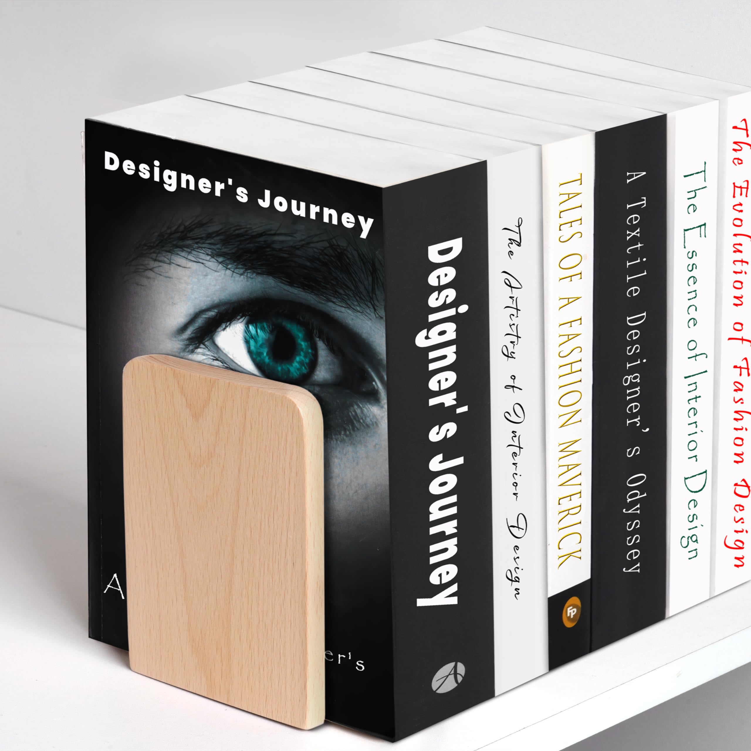 Fermalibri in Legno di Faggio (2 Pezzi) - Reggilibri da Mensola con Base in Metallo Antiscivolo per Libri, CD, Dischi