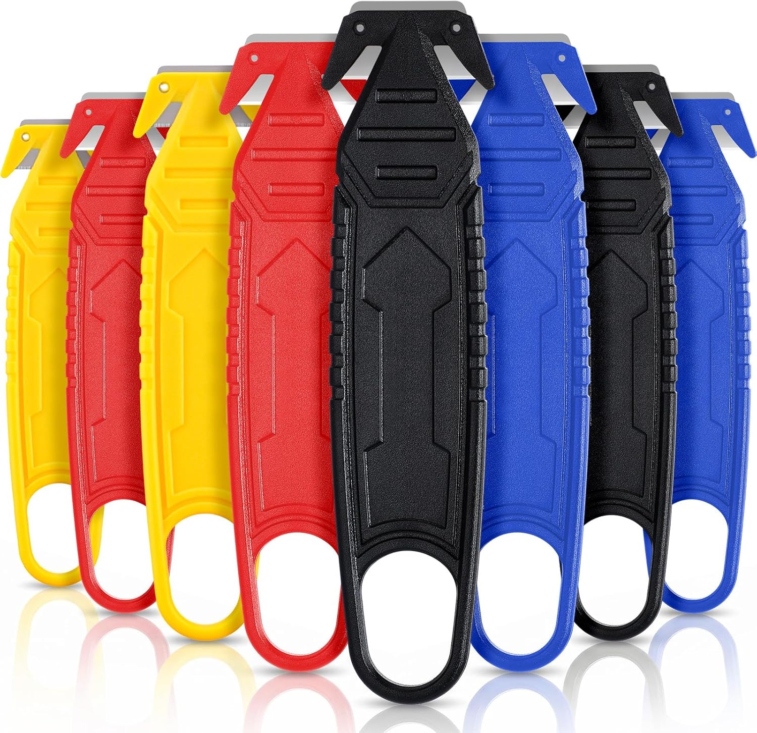 Therwen 8 Pcs Safety Box Cutter Knife of Stainless Steel Concealed Blade Package Opener with Tape Splitter for Carton Cardboard Wrap Letter Work Bag Straps Film Utility Tool (Multicolor)