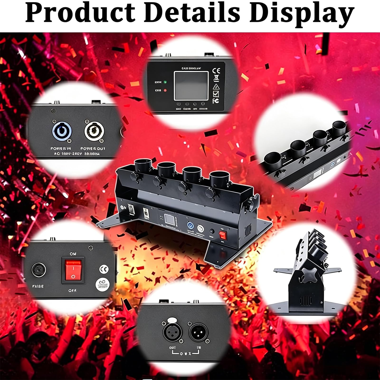 Lanceur De Confettis Portable 4 Coups, Lanceur De Confettis Professionnel pour DJ, Idéal pour Les Fêtes, Les Bars, Les Mariages, Noël, Halloween, Le Carnaval Et Pâques.