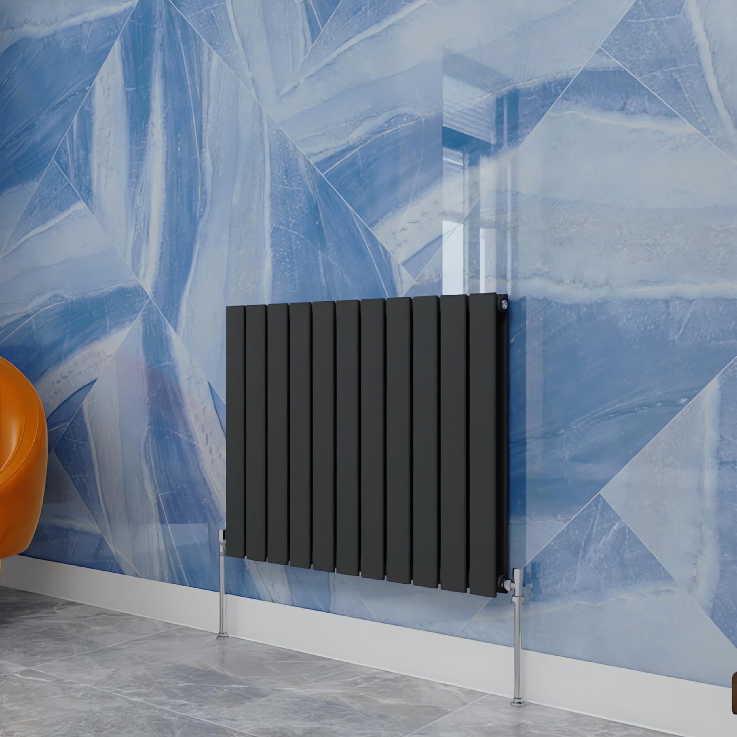 Simple Bathrooms Anthracite Central Heating Radiator,600X748mm Horizontal Flat Double Panel Column Energy-Efficient For Morden Multi-Scene