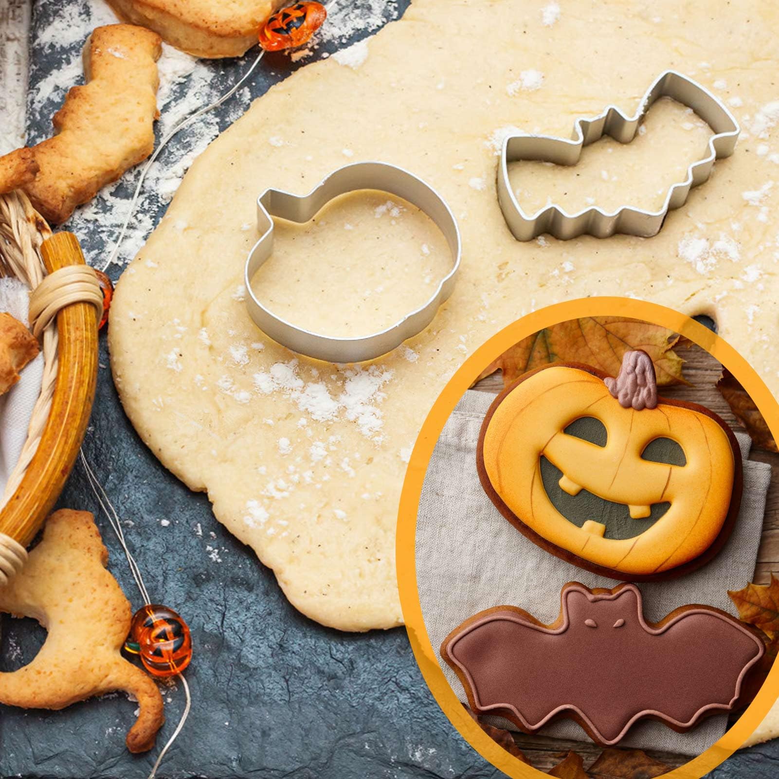 VOPIWOZ Halloween Kürbis Schnitzset 19-teilig - Edelstahl Werkzeuge Mit 16 Formen