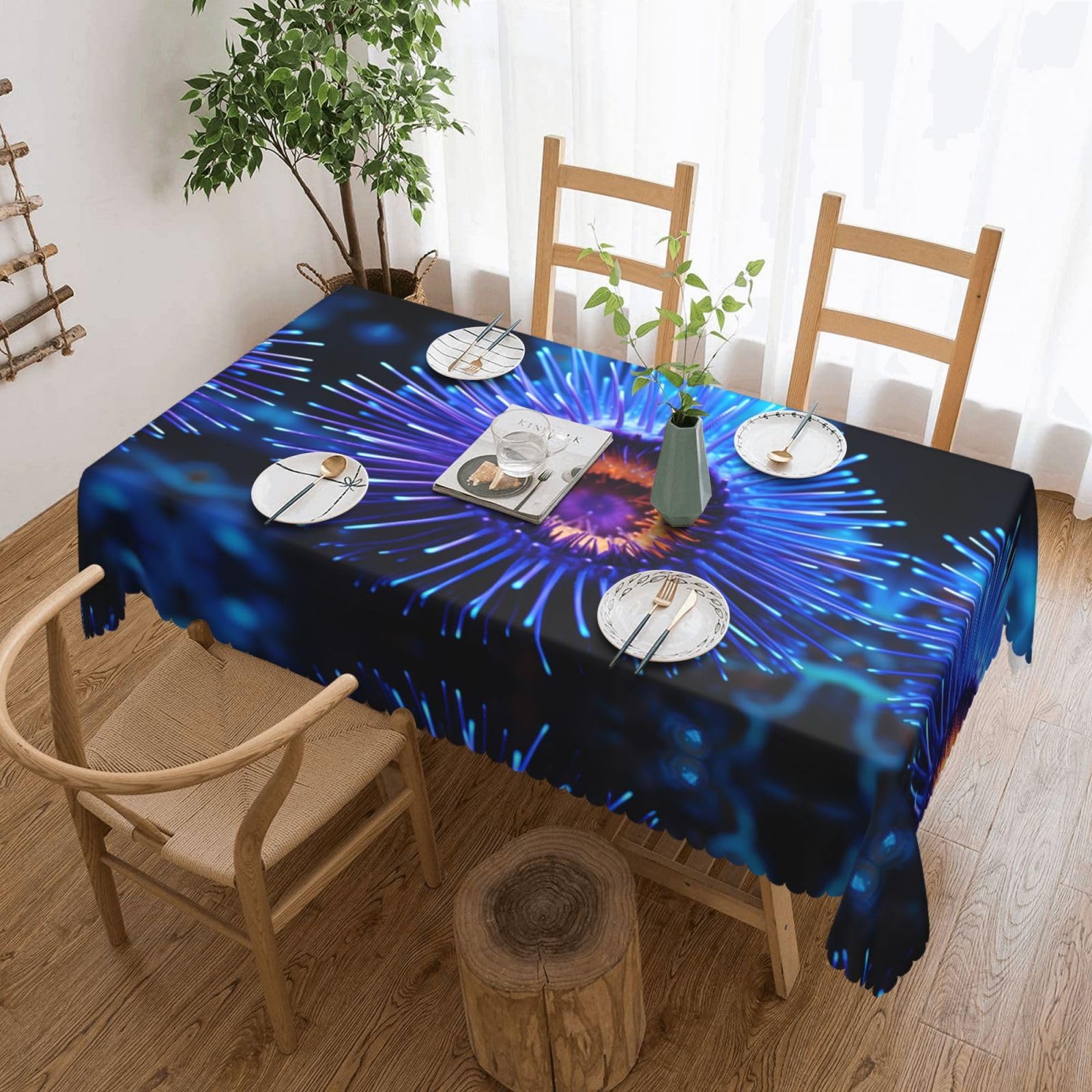 HLBSDM Clams Square Lace Tablecloth, 54x72 Inch Restaurant Decorative Tablecloth, Party Banquet Indoor and Outdoor Universal Tablecloth